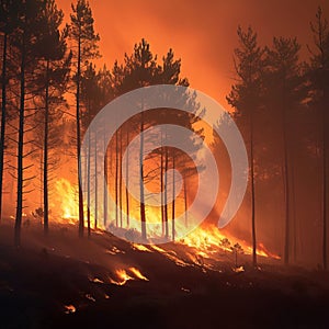 Nature ablaze Forest fire produces a substantial amount of smoke