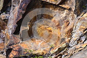 Nature Abstract: Pattern Created by Cracks and Crevices in a Solid Rock Wall