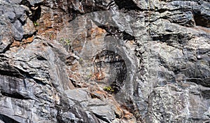 Nature Abstract: Pattern Created by Cracks and Crevices in a Solid Rock Wall