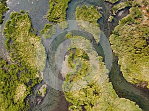 Nature abstract pattern of swampy wetland creek