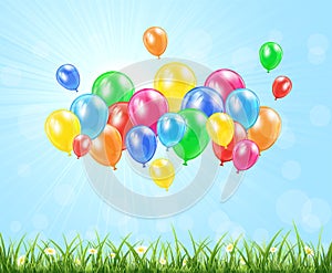 Nature background with balloons