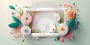 Nature background ceative layout with flowers Generative AI