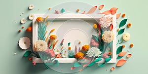Nature background ceative layout with flowers Generative AI