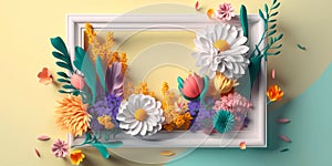 Nature background ceative layout with flowers Generative AI