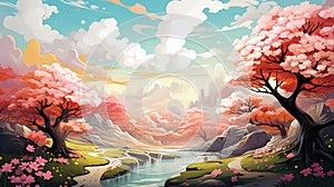 Nature background. Illustration for backdrops banners prints posters murals and wallpaper design