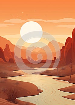 nature background mountain cartoon illustration sky landscape desert rock design