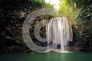 Nature background - Waterfall in tropical rainforest