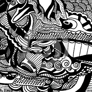 Nature background in zentangle style. Hand-drawn pattern.