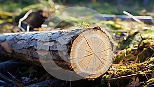 Nature beauty in a circle of fallen tree growth generated by AI