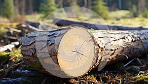 Nature beauty in a circle of growth, woodpile for firewood generated by AI