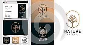 Nature beauty logo and business card design template, beauty, health, spa, yoga Premium Vector