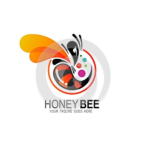 Nature Bee Honey Logo Vector, Animal icons