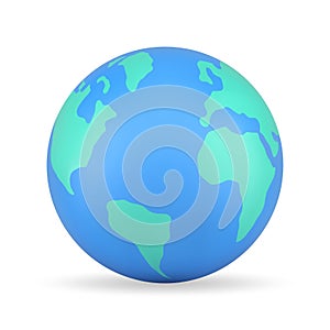 Nature blue Earth planet globe geography sphere shape realistic 3d icon vector illustration