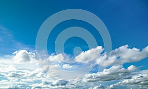 Nature blue sky with clouds closeup background