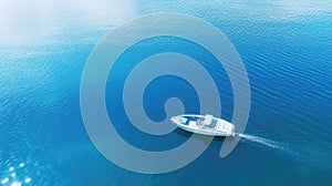 nature boat on lake aerial