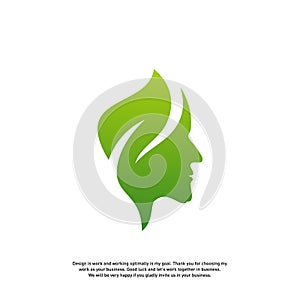 Nature Brain Logo Design Concept, Brain Mind with Leaf Logo - Vector Illustration - Vector