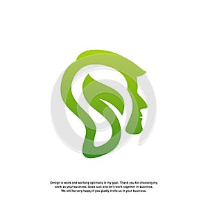 Nature Brain Logo Design Concept, Brain Mind with Leaf Logo - Vector Illustration - Vector