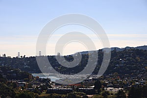 Nature and city from St Hilary's preserve in Belvedere and Tiburon California