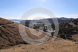 Nature and city from St Hilary's preserve in Belvedere and Tiburon California