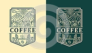 nature coffee line art vector design
