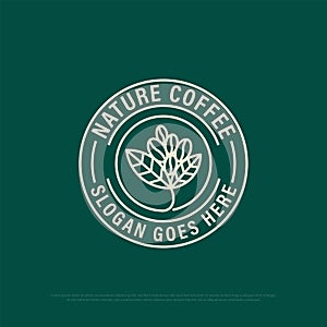 nature coffee logo badge,food and beverages vector illustration with line art style