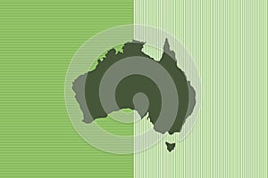Nature colored Map design concept with green stripes isolated of country Australia - vector