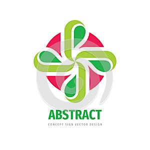 Nature concept logo design. Cross with green leaves - creative sign. Floral logo symbol. Health care logo icon. Vector