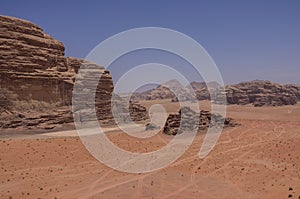 Nature, desert and rocks of Wadi Rum Valley of the Moon, Jorda