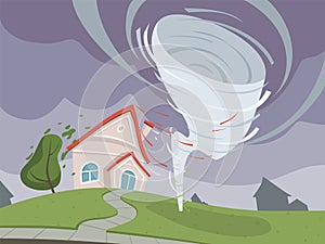 Nature disaster background. Weather environmental damage dramatic apocalypse vector cartoon