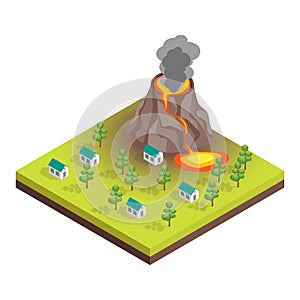 Nature Disaster Concept 3d Isometric View. Vector