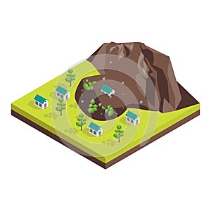 Nature Disaster Concept 3d Isometric View. Vector