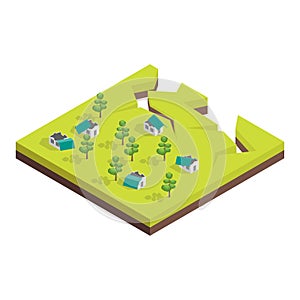 Nature Disaster Concept 3d Isometric View. Vector