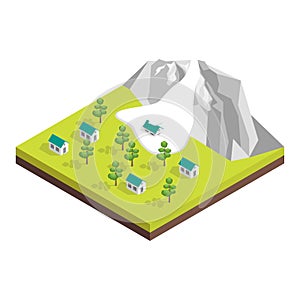 Nature Disaster Concept 3d Isometric View. Vector