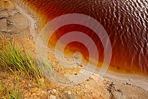 Nature disaster, lake with polluted water