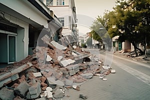 nature disaster in syria and turkey. Earthquake damaged buildings and roads.