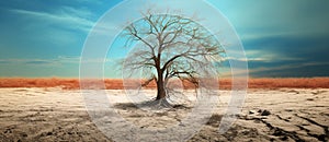 Nature ecology landscape field dry tree concept green sky season