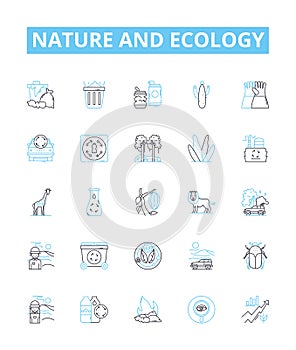 Nature and ecology vector line icons set. Ecology, Nature, Environment, Conservation, Biodiversity, Oceans, Climate