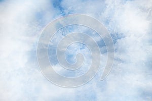 Nature element Air, abstract background texture in light blue and white, for themes like sky, clouds, breath and climate, copy