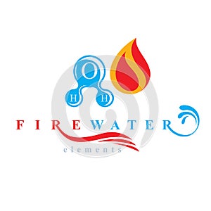 Nature elements harmony logo for use as corporate emblem, fire a