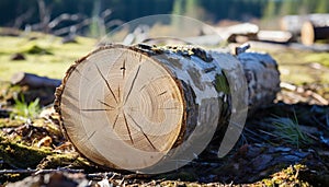 Nature fallen tree reveals the beauty of its growth rings generated by AI