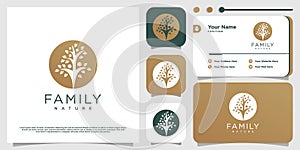 Nature family icon logo design with creative modern style Premium Vector