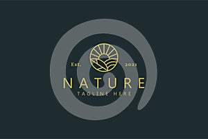 Nature Farm Field Simple Logo Branding.