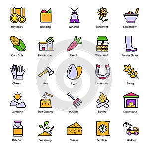 Nature and Farming Flat Icons Pack