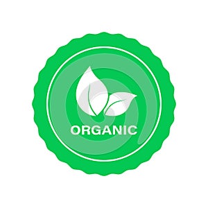 Nature Food Sticker. Organic Natural Product Green Icon. Bio Organic Product Stamp. Natural Bio Healthy Eco Food Label