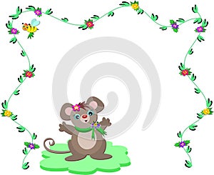 Nature Frame with Cute Mouse