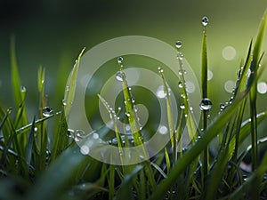 Nature fresh grass with dews. Close up of nature fresh green grass with dews drop