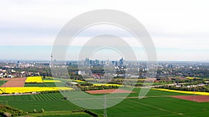 nature in front of the skyline of frankfurt germany from above 4k 30fps video