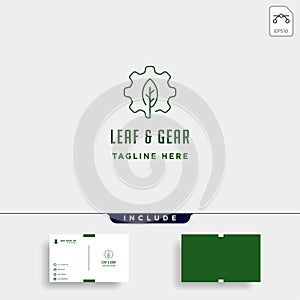 Nature gear logo vector farm industry line icon symbol sign isolated
