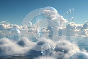 Sapone bolle volare il cielo fra nuvole 