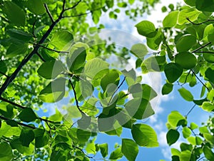 Nature of green leaf in garden. Natural green leaves plants using as spring background cover page environment ecology or greenery